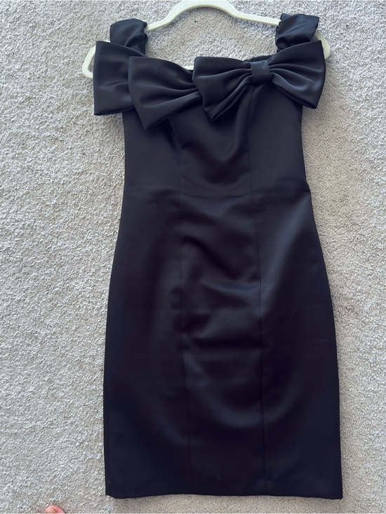ABS Allen Schwartz Dresses & Skirts - Black Bow-Shoulder Sheath Dress - Elegant Cocktail Dress.